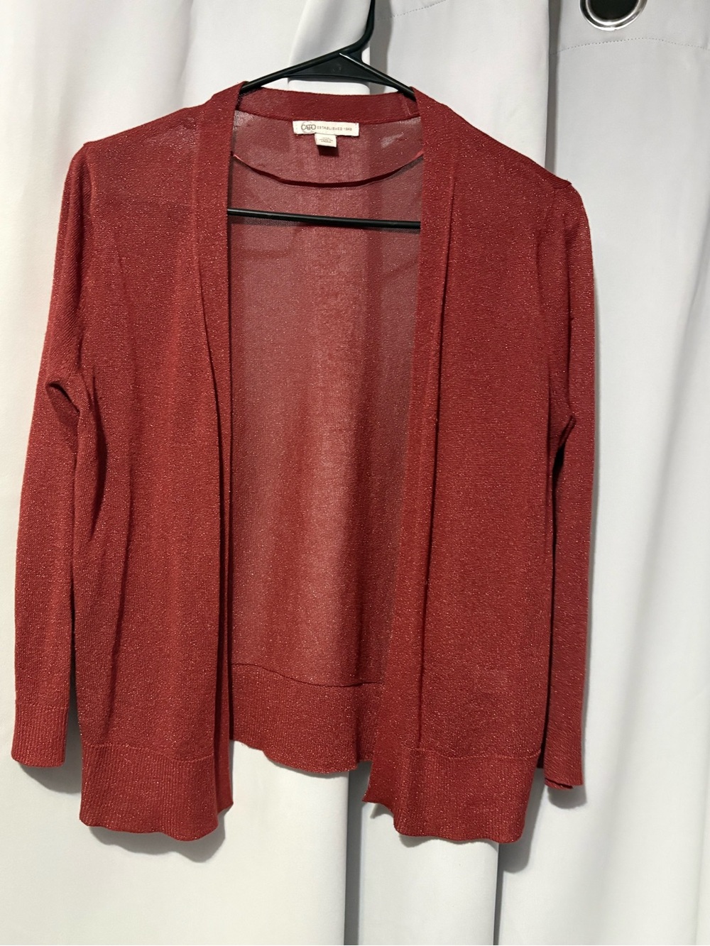 Cato Open-Front Shimmer Cardigan - Deep Red